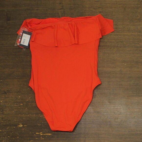 NWT Kate Spade New York Ruffle Underwire One Piece Swimsuit Goji Berry Orange M - Picture 3 of 6